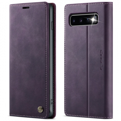 Husa pentru Samsung Galaxy S10 Plus - Slim tip portofel, cu stand si inchidere magnetica – textura neteda, aderenta sigura, usor de curatat, design curat si minimalist, CaseMe, Violet regal