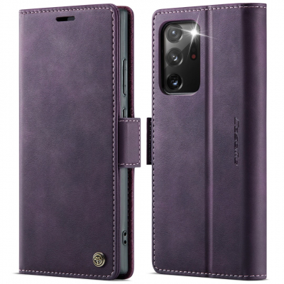 Husa pentru Samsung Galaxy Note 20 Ultra - Slim tip portofel, cu stand si inchidere magnetica – textura neteda, aderenta sigura, usor de curatat, design curat si minimalist, CaseMe, Violet regal