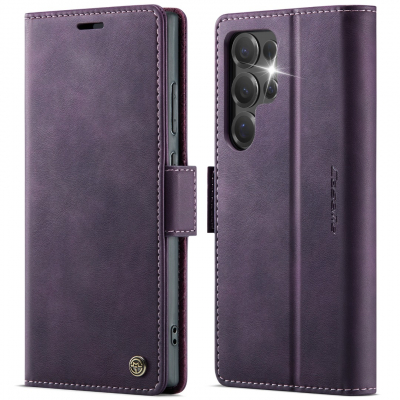 Husa pentru Samsung Galaxy S25 Ultra - Slim tip portofel, cu stand si inchidere magnetica – textura neteda, aderenta sigura, usor de curatat, design curat si minimalist, CaseMe, Violet regal