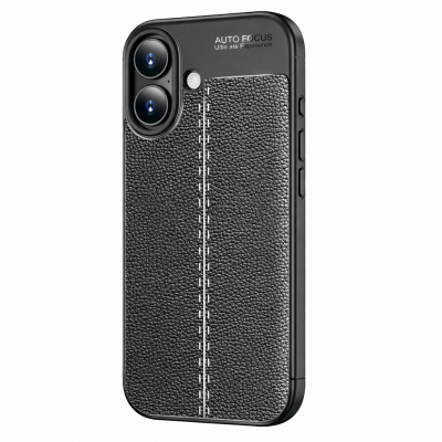 Husa pentru iPhone Air din silicon si TPU cu model piele, back cover slim cu aderenta ridicata, CaseMe, Negru