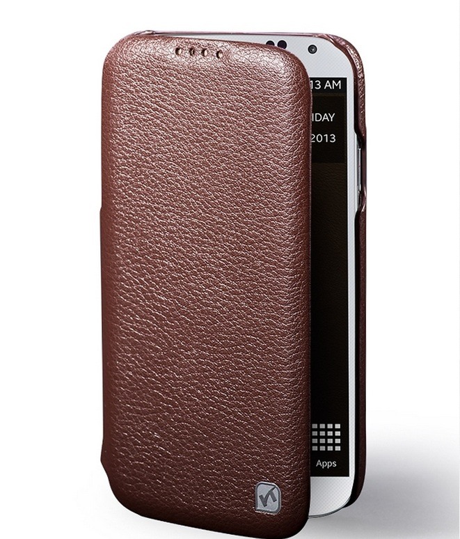 Husa din piele naturala tip carte, Samsung Galaxy S4 - HOCO Duke, Maro