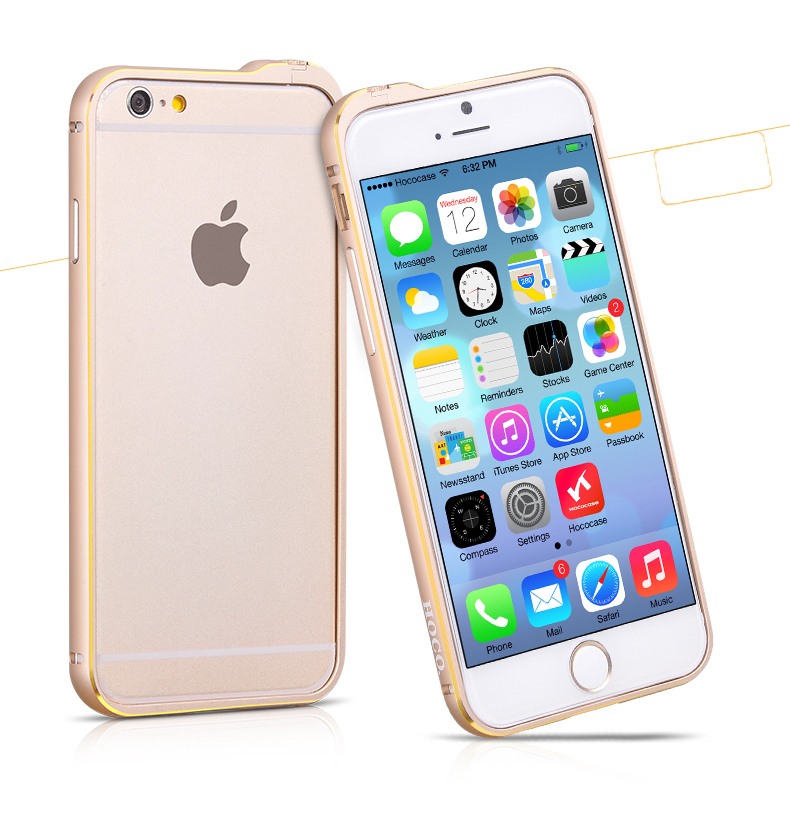 Bumper slim din aluminiu satinat, iPhone 6 - Hoco Fedora, Gold
