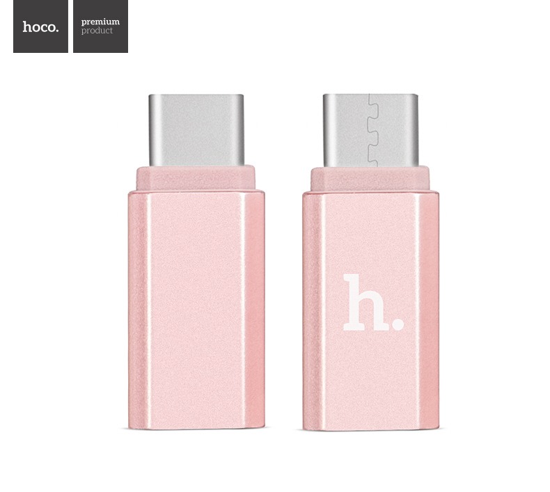 Convertor / Adaptor incarcare mufa Micro USB mama la mufa Type C - Hoco, Rose gold