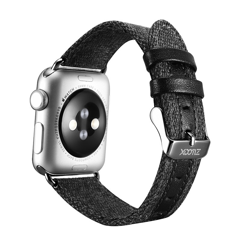 Curea din material textil, Apple Watch 7 - 45mm, SE, 6, 5, 4 - 44mm, 1, 2, 3 - 42mm - Xoomz by iCarer, Negru