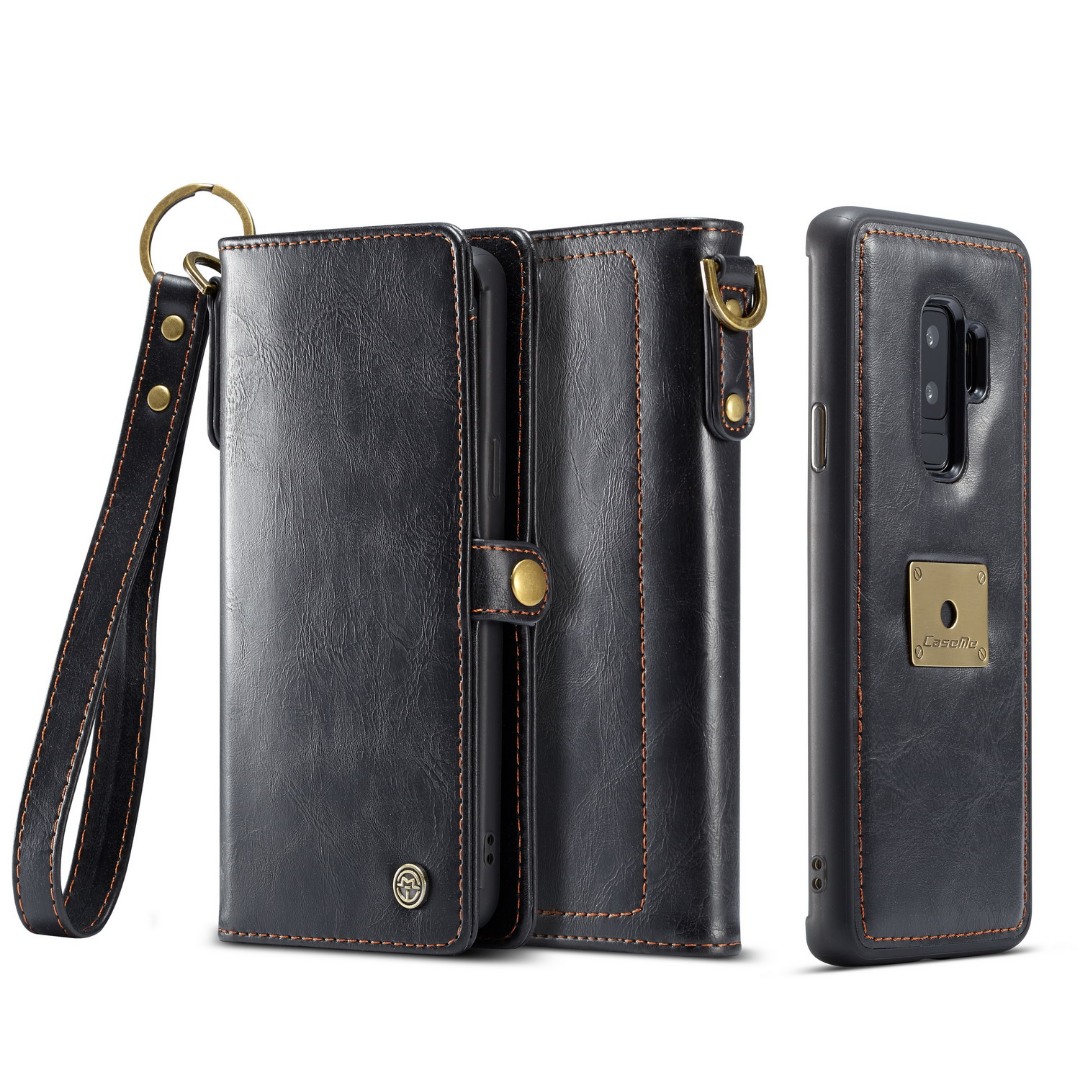 Husa piele portofel, multifunctionala, buzunare carduri, bani, casti, chei, Samsung Galaxy S9 Plus - CaseME, Negru
