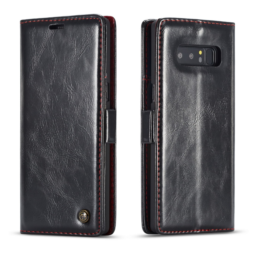 Husa piele fina, tip portofel, stand, inchidere magnetica, Samsung Galaxy Note 8 - CaseMe, Negru