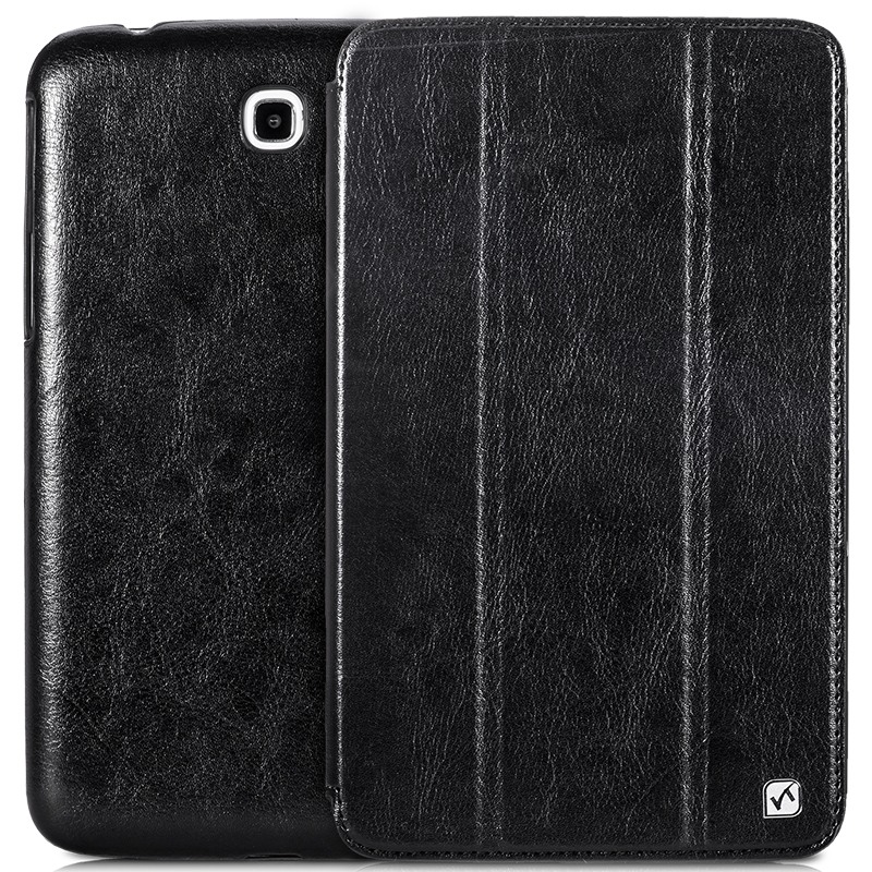 Husa slim piele fina, Hoco Crystal, Samsung Galaxy Tab 3 7.0, smart cover, functie stand, Negru