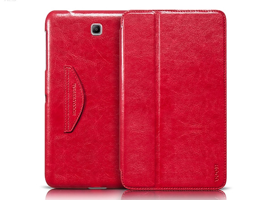 Husa slim piele fina, Hoco Crystal, Samsung Galaxy Tab 4 8.0, smart cover, functie stand, Rosu