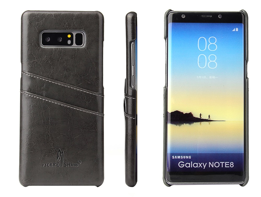 Husa slim piele fina cu textura vintage, tip back cover, Samsung Galaxy Note 8 - CaseMe, Gri