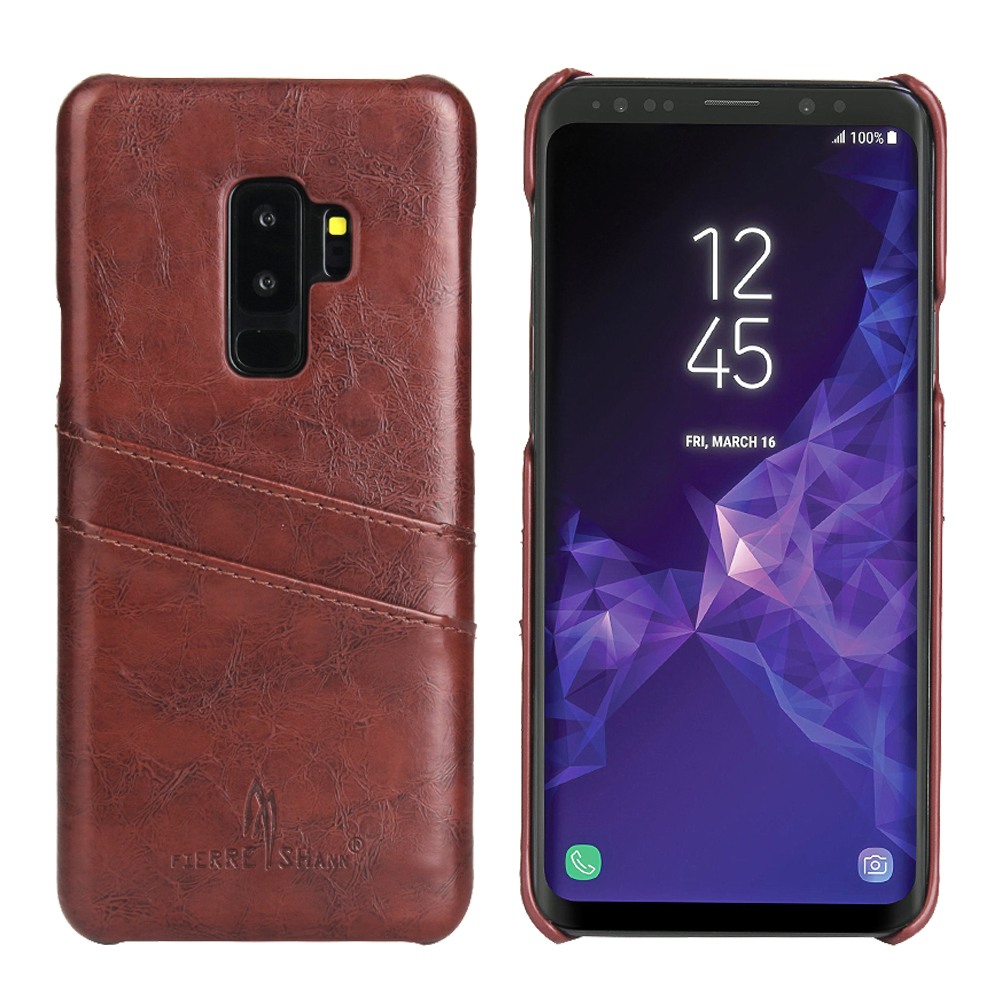 Husa slim piele fina cu textura vintage, tip back cover - Samsung Galaxy S9 - CaseMe, Maro coniac
