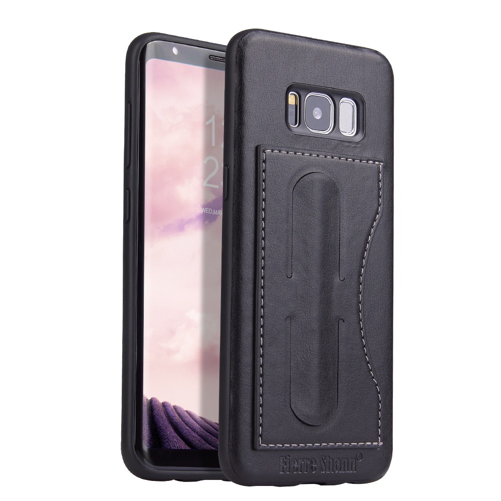 Husa slim piele, slot card, functie stand, tip back cover, Samsung Galaxy S8 - CaseMe, Negru
