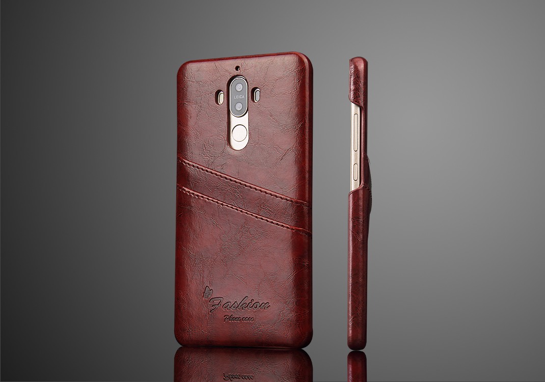 Husa slim piele cu textura vintage, tip back cover, Huawei Mate 9 - CaseMe, Maro coniac