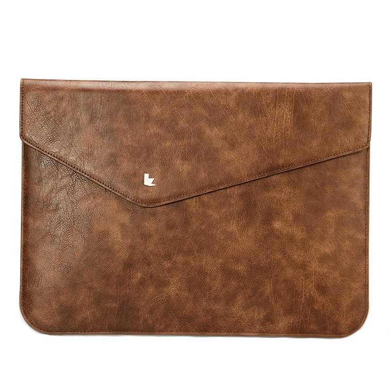 Husa piele microfibra tip plic, inchidere magnetica, MacBook Air / Pro 13 inch - Jison Case, Maro coffee