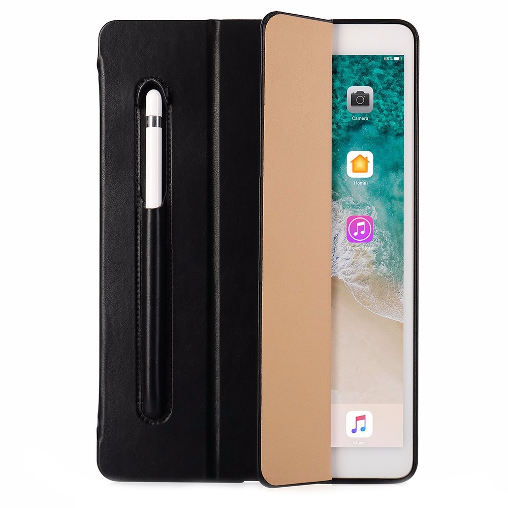 Husa piele fina microfibra, stand, suport pencil, smart cover, iPad 9.7 (iPad 6 / iPad 5) / iPad Air - Jison Case, Negru