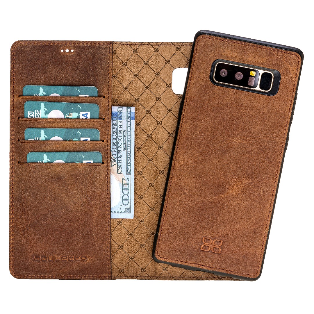 Husa piele naturala 2 in 1, tip portofel + back cover, Samsung Galaxy Note 8 - Bouletta Magic Wallet, Antique brown