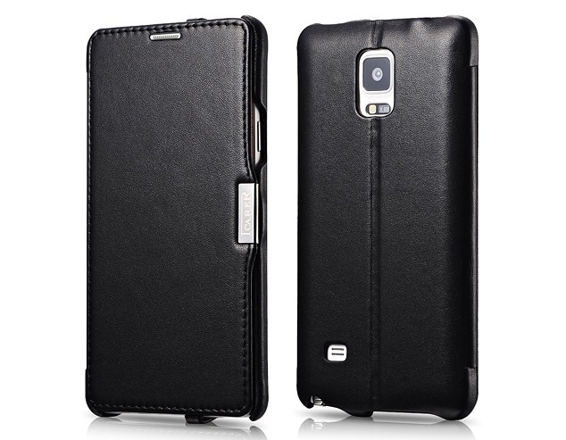 Refurbishment Come up with feminine Husa din piele naturala, tip carte, Samsung Galaxy Note 4 - iCarer Luxury,  Negru