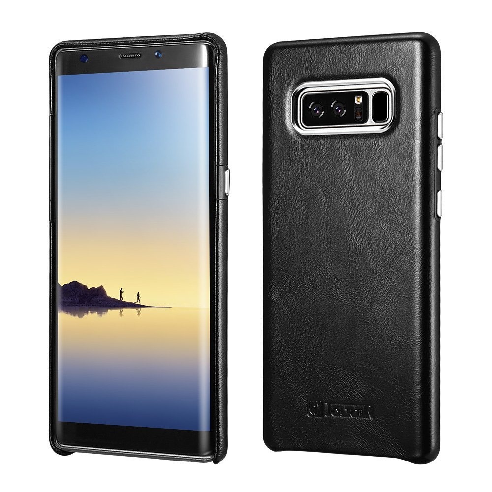 Husa piele naturala, tip back cover, Samsung Galaxy Note 8 - iCarer Transformers, Negru
