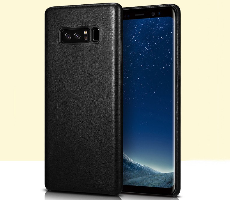Husa slim, usoara din piele naturala de miel, tip back cover, Samsung Galaxy Note 8 - Xoomz by iCarer Lamb, Negru