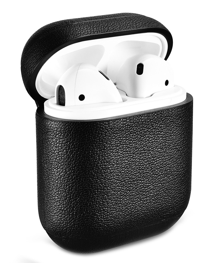 Carcasa / husa protectoare din piele naturala nappa pentru AirPods 1 / AirPods 2 - iCarer Nappa, Negru