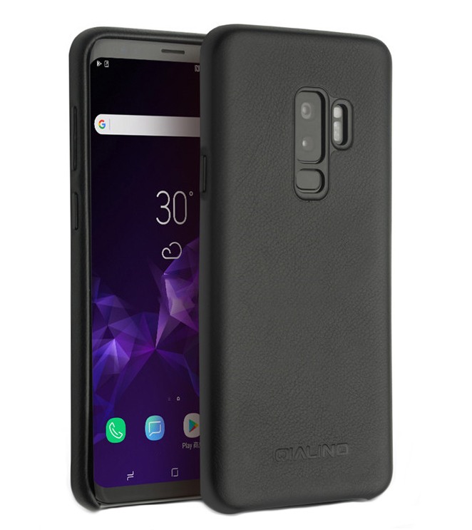 Husa slim din piele naturala de vitel, tip back cover, Samsung Galaxy S9 Plus - Qialino, Negru