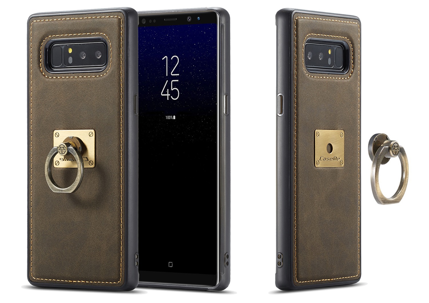 Husa slim piele, cu inel detasabil, back cover, Samsung Galaxy Note 8 - CaseME, Maro coffee