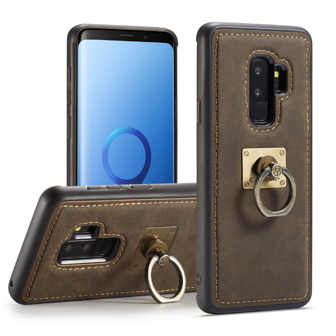 Husa slim piele, cu inel detasabil, back cover, Samsung Galaxy S9 Plus - CaseME, Maro coffee