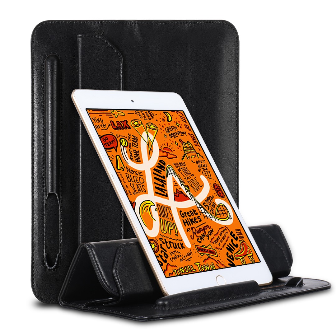Husa piele fina microfibra tip plic, functie stand, suport pencil, iPad Mini 5 (2019) / 4 / 3 / 2 / 1 - Jison Case Pouch, Negru