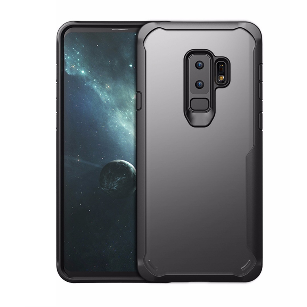 Husa din silicon + policarbonat transparent, protectie 360 grade, Samsung Galaxy S9 Plus - CaseMe Army, Negru