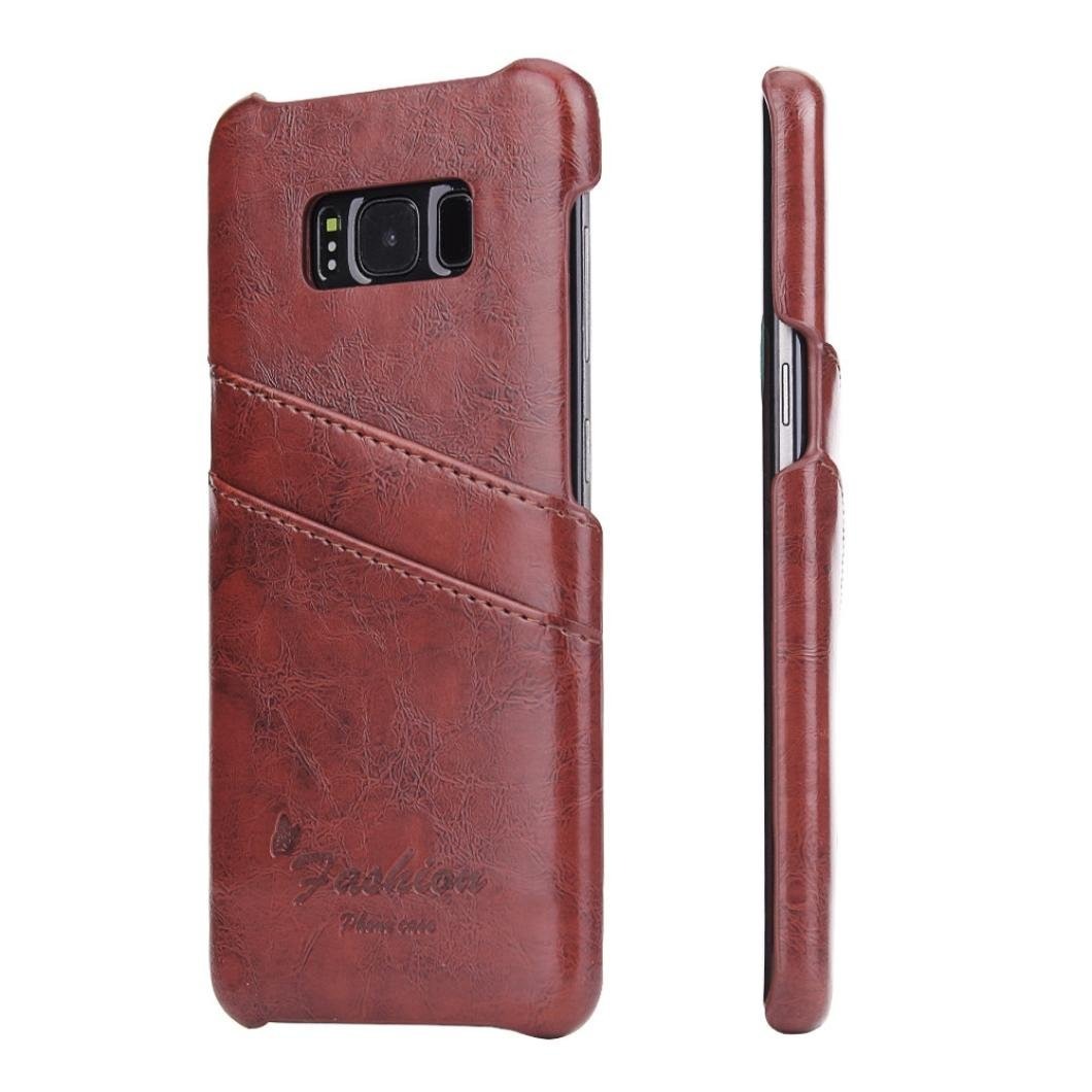 Husa slim piele fina cu textura vintage, tip back cover, Samsung Galaxy S8 Plus - CaseMe, Maro coniac