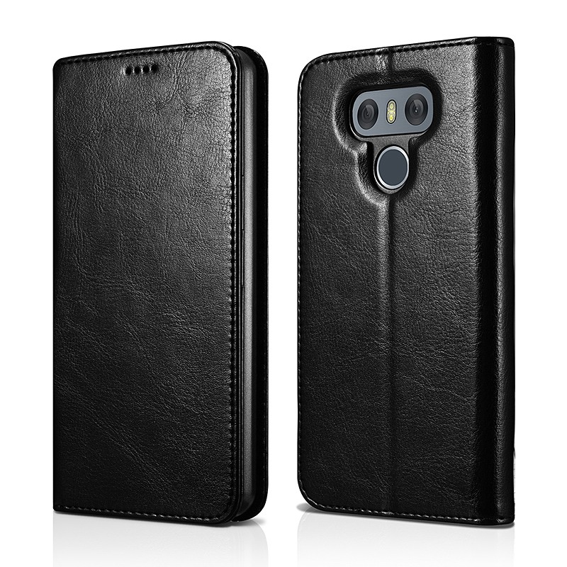 Husa slim piele fina, inchidere magnetica, tip carte, LG G6 - Xoomz by iCarer Wallet, Negru