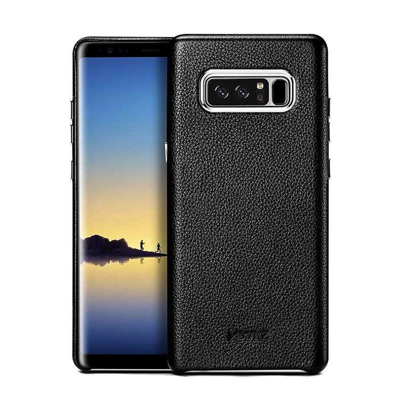 Husa din piele naturala, tip back cover, Samsung Galaxy Note 8 - Xoomz by iCarer Litchi, Negru