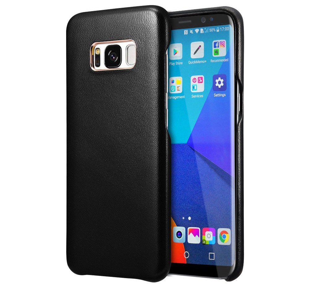Husa slim, usoara din piele naturala de miel, tip back cover, Samsung Galaxy S8 - Xoomz by iCarer Lamb, Negru