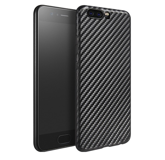 Husa slim din TPU, aspect fibra de carbon, back cover, Huawei P10 - Hoco, Negru
