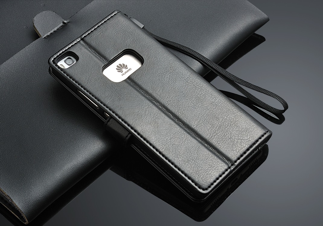 Husa piele fina, tip carte, functie stand, Huawei Ascend P8 - CaseMe, Negru