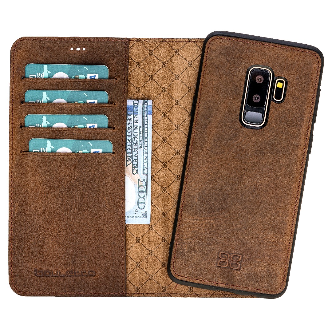 Husa piele naturala 2in1, portofel + back cover, Samsung Galaxy S9 Plus, Bouletta Magic Wallet, Antique coffee