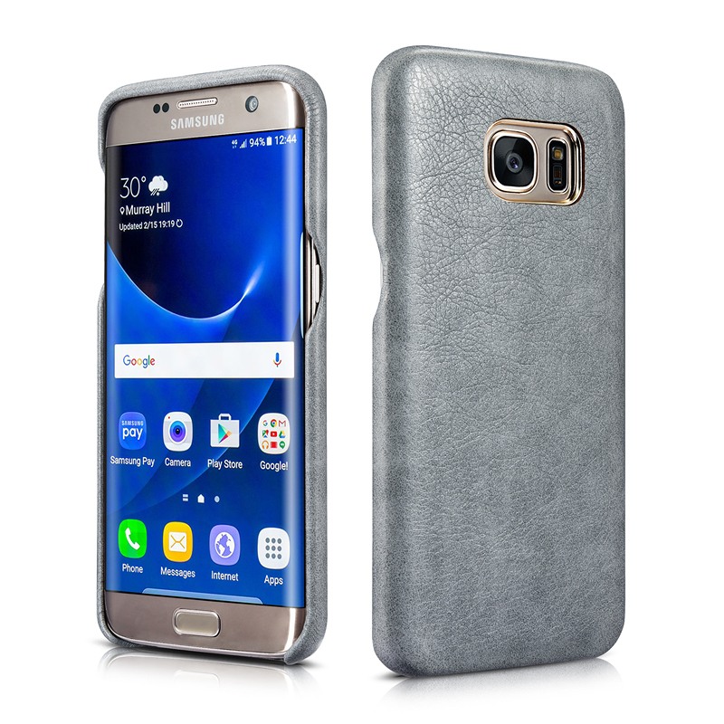 Husa din piele, tip back cover, Samsung Galaxy S7 Edge - Xoomz by iCarer Liquid, Gri