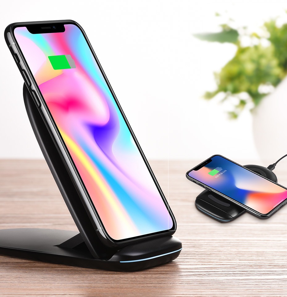 Incarcator wireless pliabil, 2 pozitii, incarcare rapida - Hoco, Negru