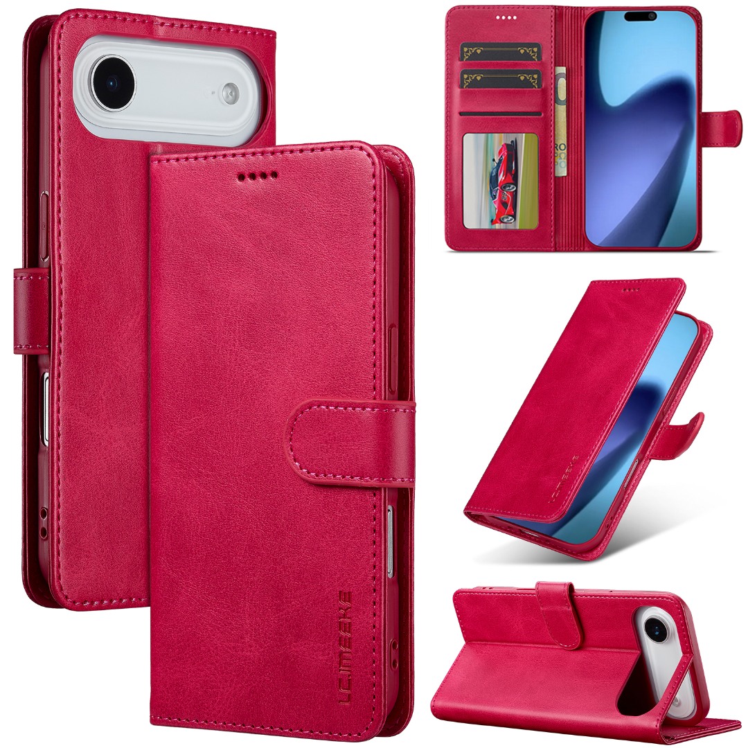 Husa piele, tip portofel, inchidere magnetica, stand, suport moale la culoarea husei, iPhone Air - CaseMe, Roz