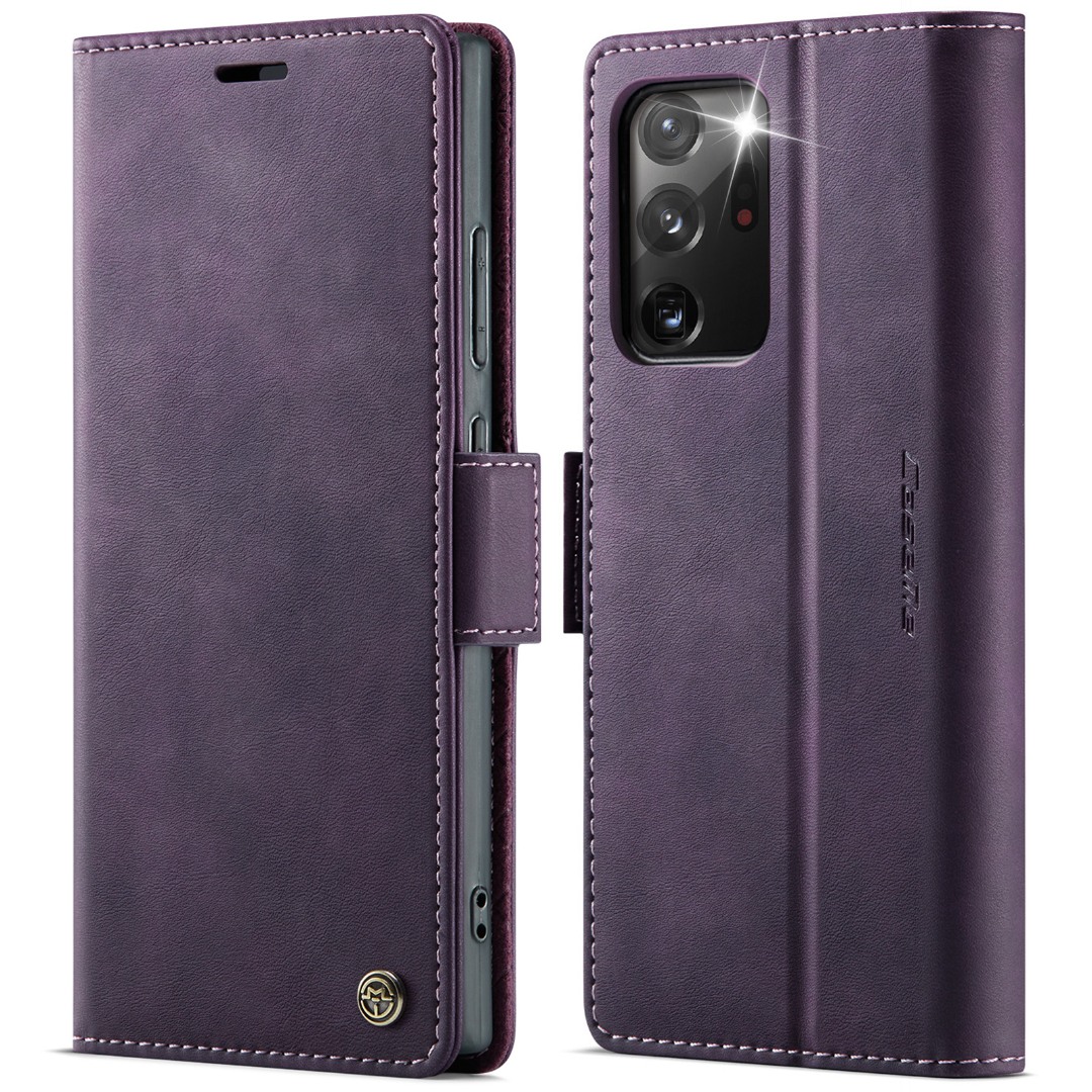 Husa pentru Samsung Galaxy Note 20 Ultra - Slim tip portofel, cu stand si inchidere magnetica – textura neteda, aderenta sigura, usor de curatat, design curat si minimalist, CaseMe, Violet regal