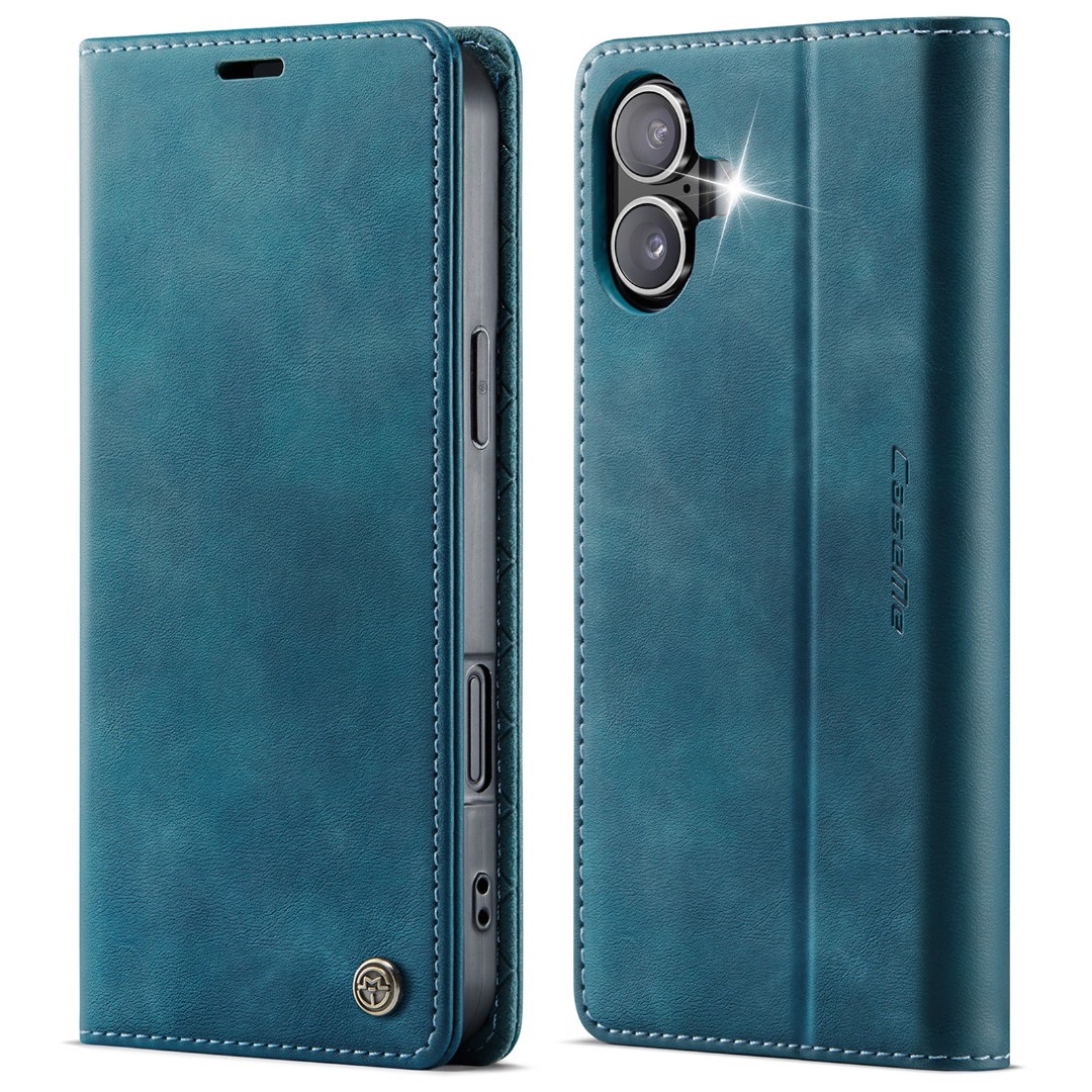 Husa pentru iPhone 17 - Slim tip portofel, cu stand si inchidere magnetica – textura neteda, aderenta sigura, usor de curatat, design curat si minimalist, CaseMe, Teal - Albastru verzui