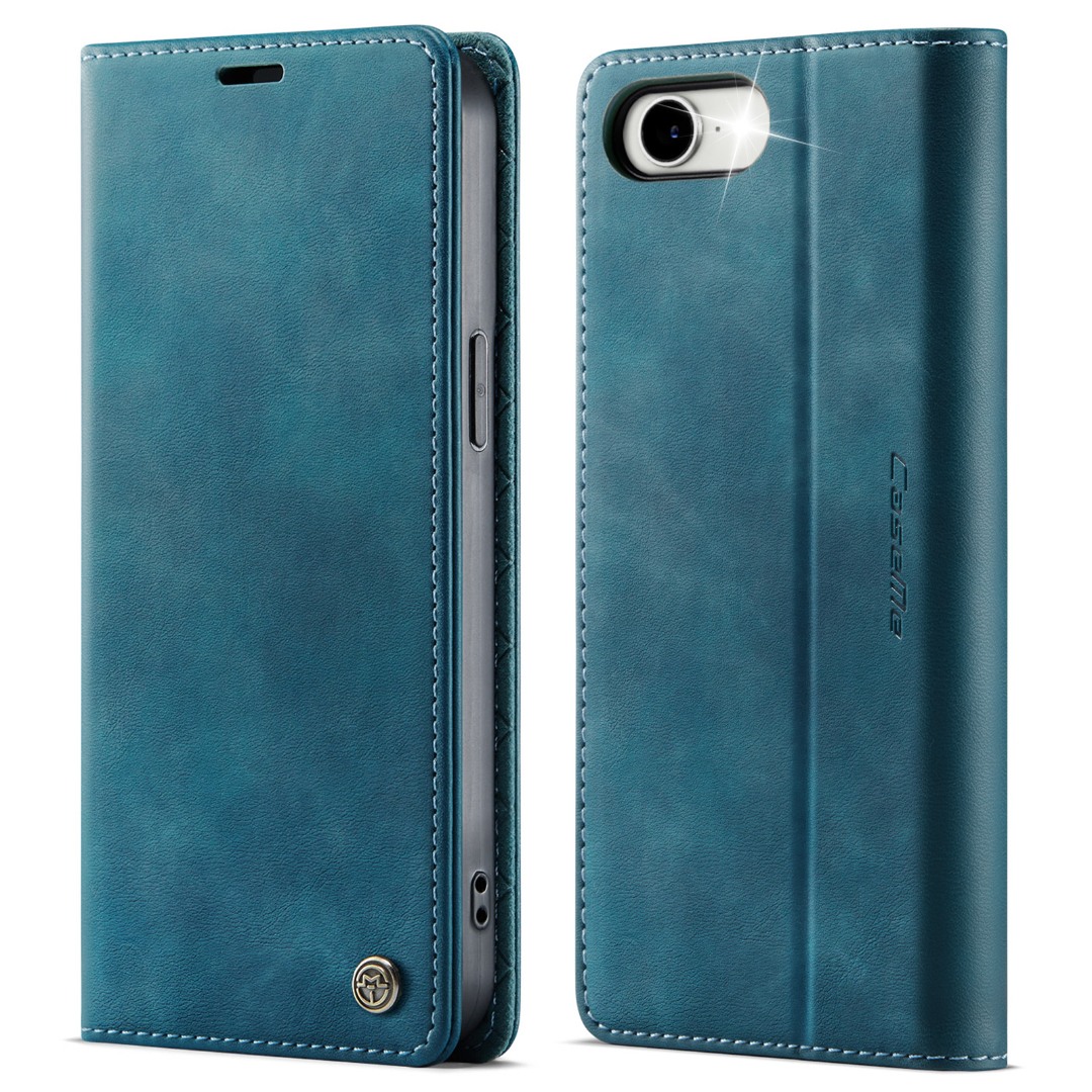 Husa pentru iPhone 16e - Slim tip portofel, cu stand si inchidere magnetica – textura neteda, aderenta sigura, usor de curatat, design curat si minimalist, CaseMe, Teal - Albastru verzui