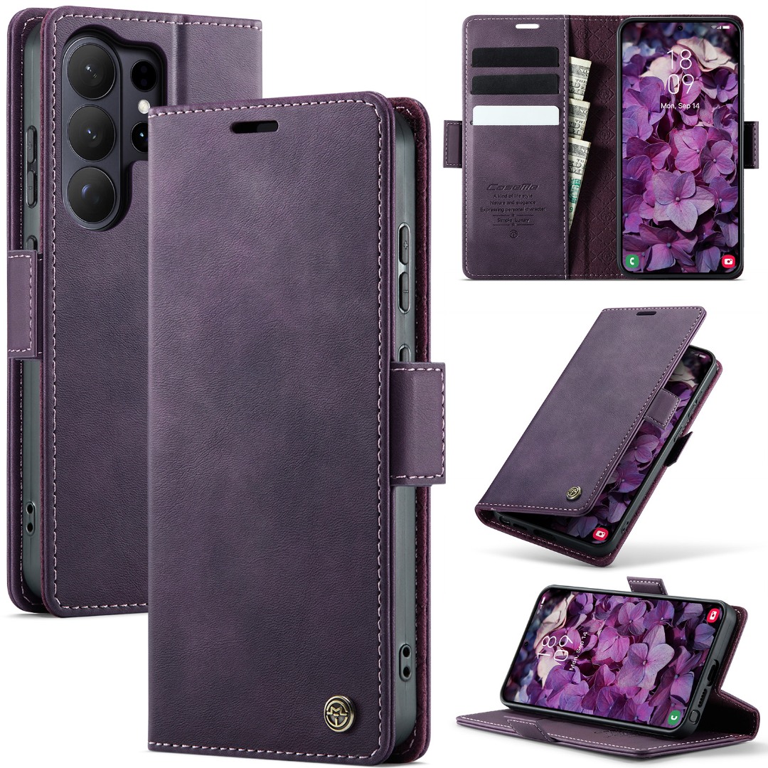 Husa pentru Samsung Galaxy S26 Ultra - Slim tip portofel, cu stand si inchidere magnetica – textura neteda, aderenta sigura, usor de curatat, design curat si minimalist, CaseMe, Violet regal