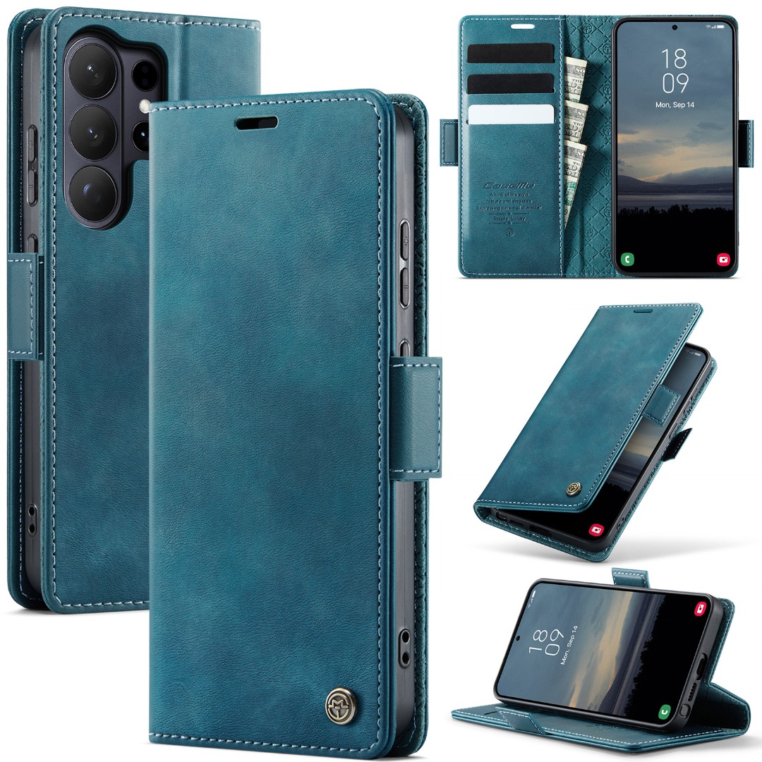 Husa pentru Samsung Galaxy S26 Ultra - Slim tip portofel, cu stand si inchidere magnetica – textura neteda, aderenta sigura, usor de curatat, design curat si minimalist, CaseMe, Teal - Albastru verzui