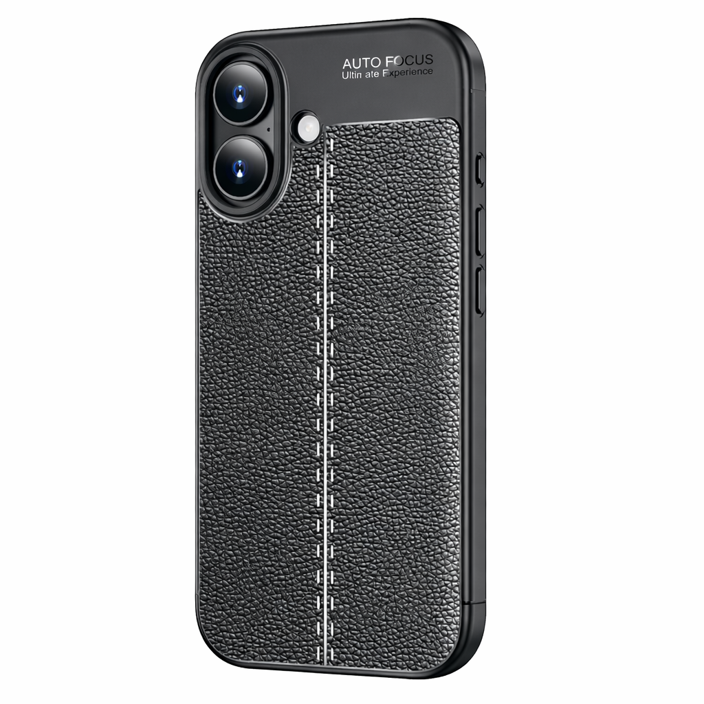 Husa pentru iPhone Air din silicon si TPU cu model piele, back cover slim cu aderenta ridicata, CaseMe, Negru