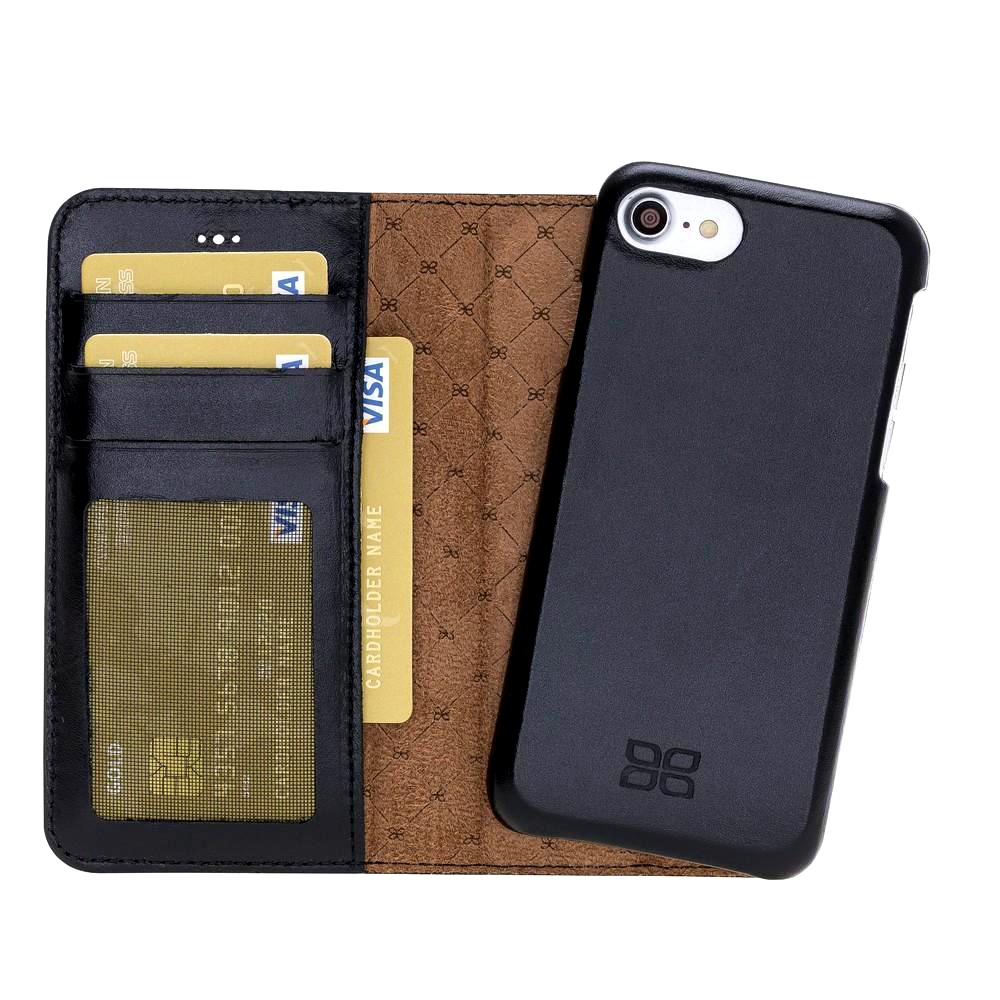 Husa piele naturala 2in1, portofel, back cover full piele, iPhone SE 3 (2022), SE 2 (2020), iPhone 8, 7 - Bouletta F360 Magic Wallet, Rustic black