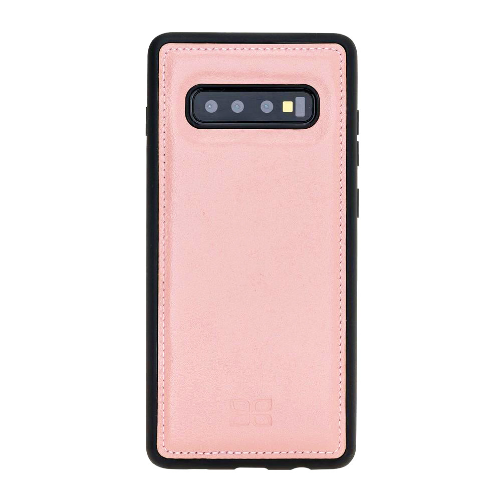 Husa slim piele naturala + rama TPU moale, back cover, Samsung Galaxy S10 Plus - Bouletta, Roz nude