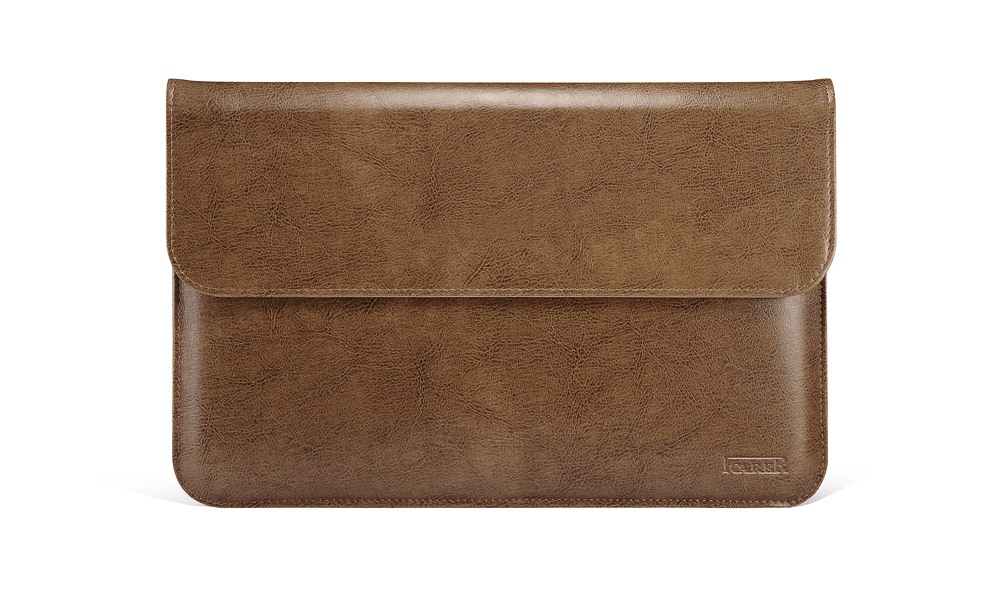 Husa piele naturala, tip plic, inchidere magnetica - Apple Macbook Air 13 inch / MacBook Pro 13 inch - iCarer Vintage, Maro