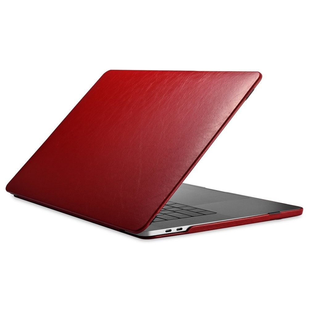 Husa din piele microfibra tip carcasa, MacBook Pro 15 inch (2016 - 2019) - iCarer, Rosu burgund