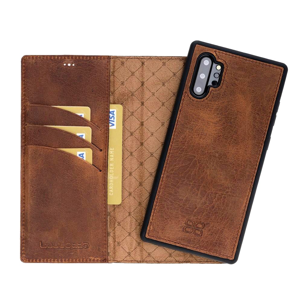 Husa piele naturala 2in1, portofel + back cover, Samsung Galaxy Note 10 Plus - Bouletta Magic Wallet, Antique coffee