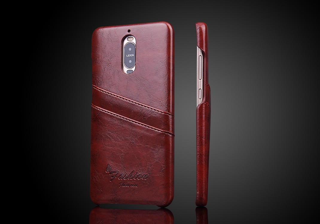 Husa slim piele cu textura vintage, tip back cover, Huawei Mate 9 Pro - CaseMe, Maro coniac